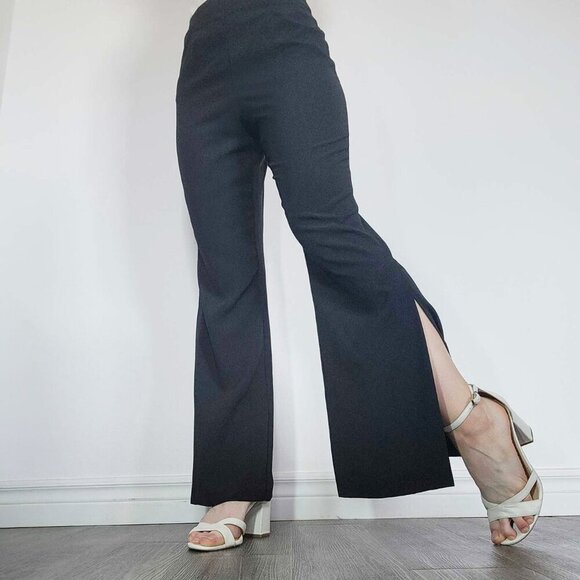 Vintage Y2K elegant black flared pants with side slits ✦ Size 30″ ✦ - Picture 2 of 11